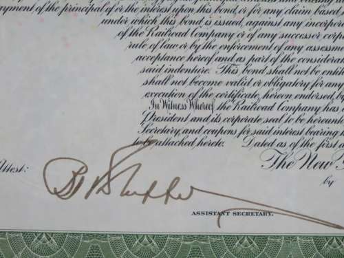 1913 The New York Central Railroad Company, $1000 Bond Certificate 7464