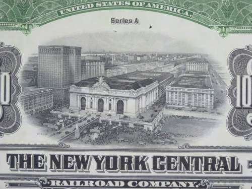 1913 The New York Central Railroad Company, $1000 Bond Certificate 54997