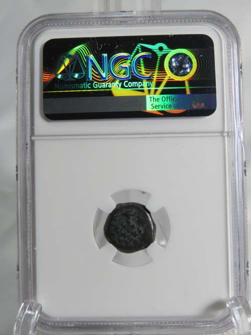 Ancient Judaea Widow`s Mite Coin, 135 to 37 BC NGC, Maccabean Kings Coins Of The Bible