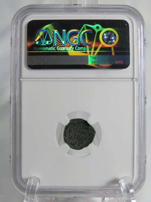 Ancient Judaea Widow`s Mite Coin, 135 to 37 BC NGC, Maccabean Kings Coins Of The Bible
