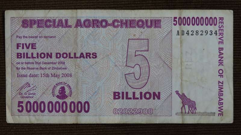 Zimbabwe $5 Billion 2008 p61 Special Agro Cheque