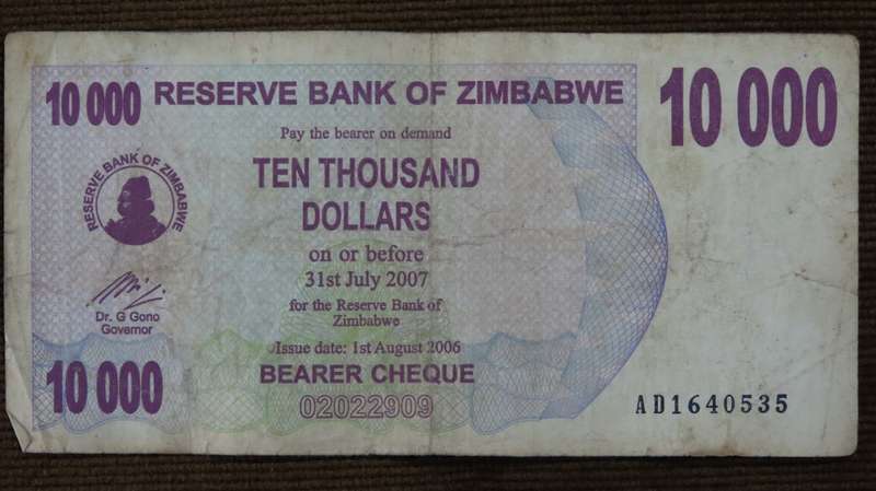 Zimbabwe $10 000 2006 p46 Bearer Cheque Ten Thousand Dollars