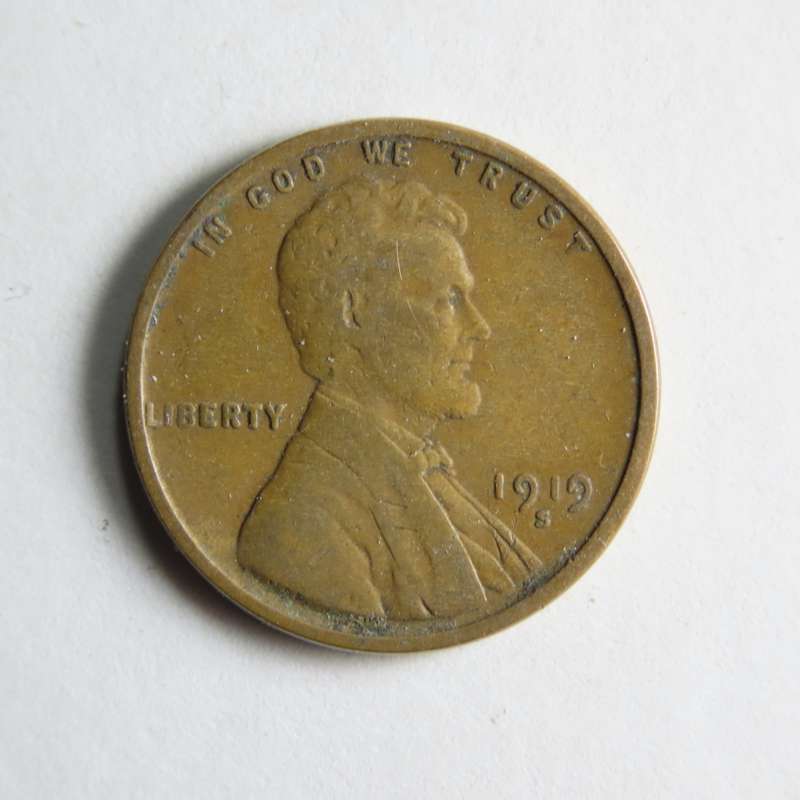 USA , 1919 S Lincoln Cent, Wheat Penny , San Francisco Mint