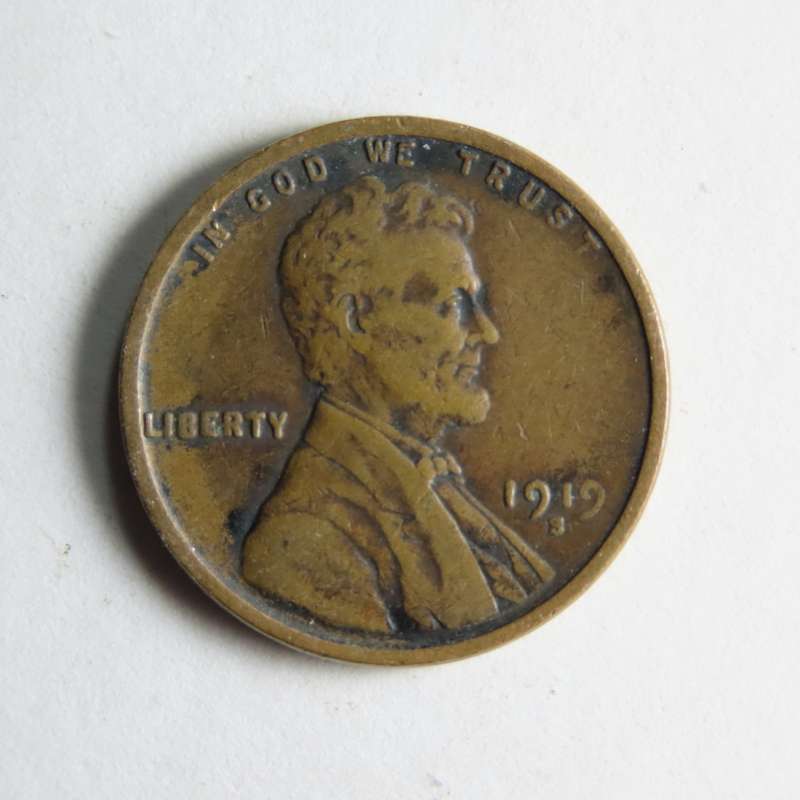USA , 1919 S Lincoln Cent, Wheat Penny , San Francisco Mint