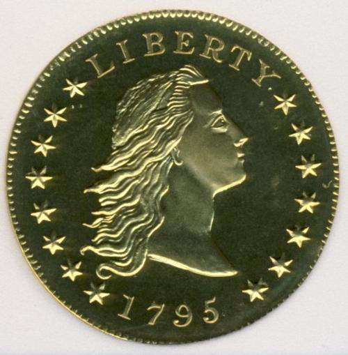 1795 Flowing Hair Dollar Numismatic Copy, Graded Proof 69 Cameo , Golden Copy