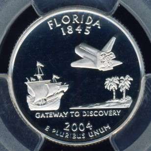2004 PCGS Graded Proof-69 DCam, Florida Quarter, 25c, USA, America, Statehood Series