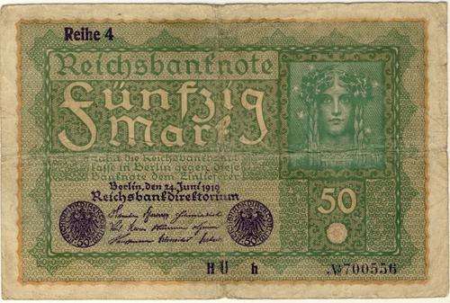Germany - 50 Mark, 1919 , Fifty Mark Note , p66 ,
