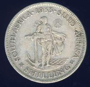 1933 Shilling coin, 1/-, South Africa, Silver, George V , No reserve