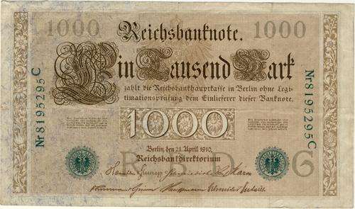 Germany - 1000 Mark, 1910, One Thousand Mark, Green Variant , p45