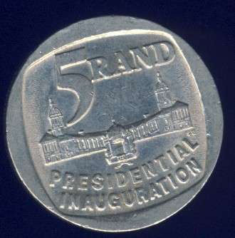 1994 Mandela Presidential Inauguration R5 Coin, No Reserve