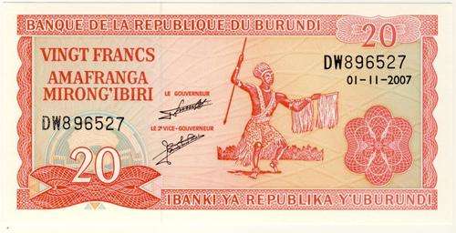 Burundi - 20 Francs , 2007 , Crisp Unc., p27