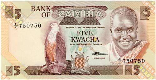 Zambia - 5 Kwacha , 1980 , Crisp Unc., p25