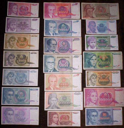 Yugoslavia , 21 note set, VF , 21 different banknotes