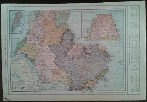 1921 Map of Africa, Good condition, Original Poates Map