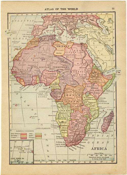 1910 Map of Africa, Very Good condition, Original Hammond Map