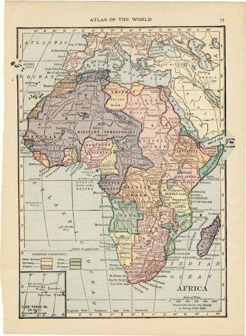 1917 Map of Africa, Excellent condition, Original Map