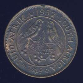 1952 Farthing coin, 1/4d , South Africa, George VI , No reserve