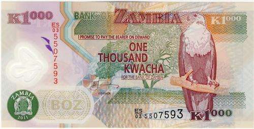 Zambia - 1000 Kwacha , 2011, Crisp UNC., p , polymer note