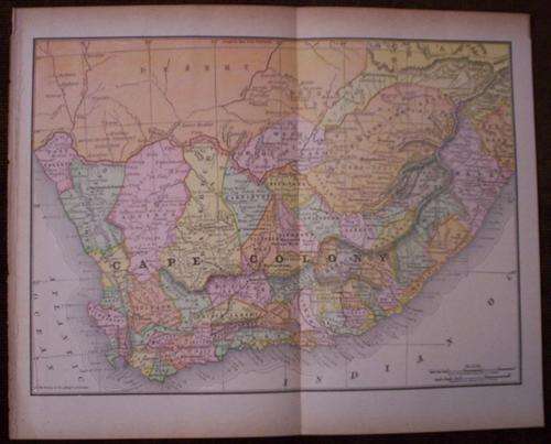 1890 Map of South Africa , Cape Colony, Fair condition, Original McNally Map