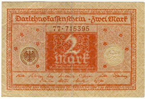 Germany - 2 Mark, 1920 , Two Mark, p59 , Red Variant