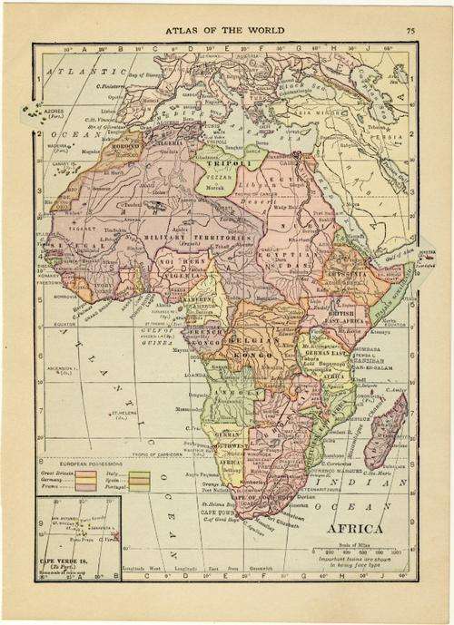 1912 Map of Africa, Excellent condition, Original Hammonds Map