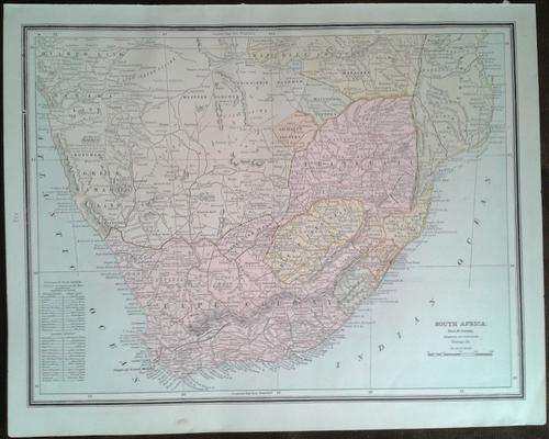 1886 Map of South Africa, Excellent condition, Original Cram Map