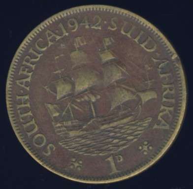 1942 Penny coin, 1d, South Africa, George VI, No reserve