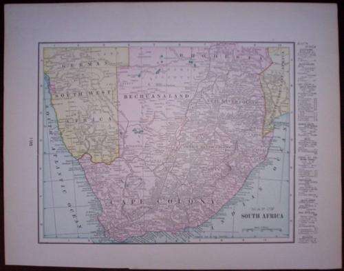 1903 Map of South Africa, Excellent condition, Original Cram's