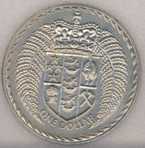1971 Graded MS-66, New Zealand, Dollar, Crown size