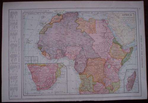 1922 Map of Africa, Excellent condition, Original Collier's Map