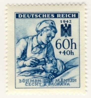 Germany - 1942, 60+40 Pfennig Red Cross Aid Stamp, MNH, Bohemia and Moravia