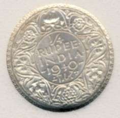 1940 Graded MS-62, 1/4 Rupee, India, George VI