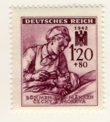 Germany - 1942, 120+80 Pfennig Red Cross Aid Stamp, MNH, Bohemia and Moravia