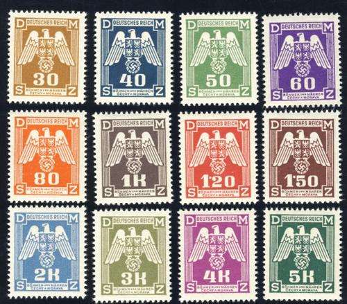 Germany - 1943 Coat of Arms, 12 Stamp Set, MNH, Bohemia and Moravia