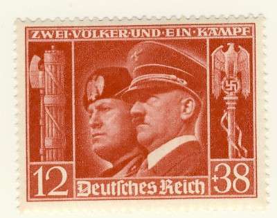 Germany - 1941, Stamp, German-Italian Solidarity 12 + 38 pf, MNH, Hitler + Mussolini