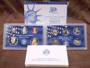 USA , 2002 Complete Proof Coin Set, Including Statehood Quarters, 10 coin Set