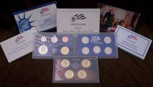 USA , 2007 Complete Proof set, Including Statehood Quarters + Presidential Dollars, 14 coin Set