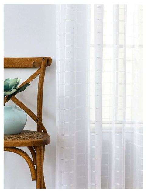 White voile curtains with silver stripe - hook or rod 5mx2.3m - bargain! bargain! bargain!