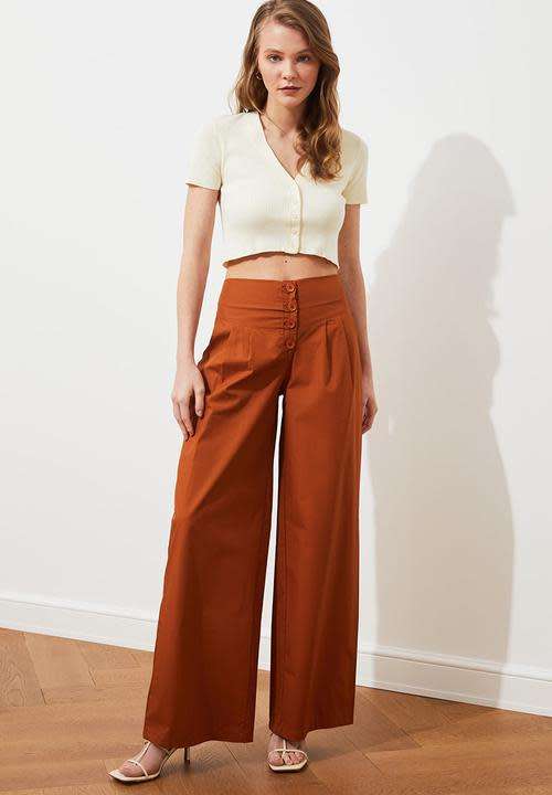 Loose leg front buttoned trousers UK10 - Trendyol