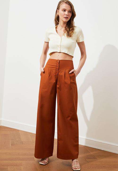 Loose leg front buttoned trousers UK10 - Trendyol