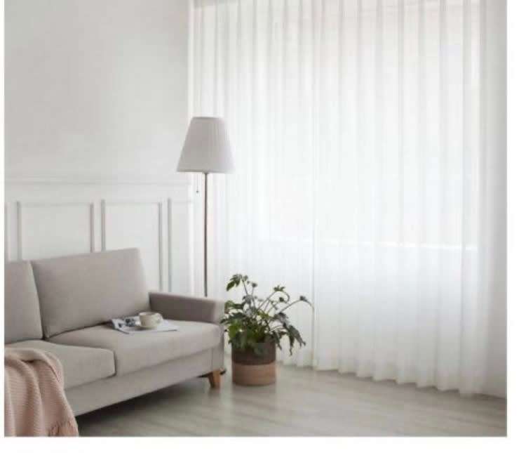 Voile curtains to fit rod or hook - plain white 5mx2.4m