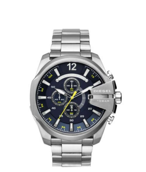 Diesel Men`s Mega Chief Silver Round Stainless Steel Watch