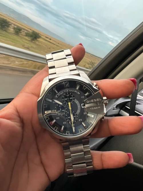 Diesel Men`s Mega Chief Silver Round Stainless Steel Watch
