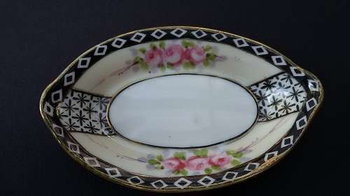Nippon Hand painted roses and gold trimmed salt dipping dish