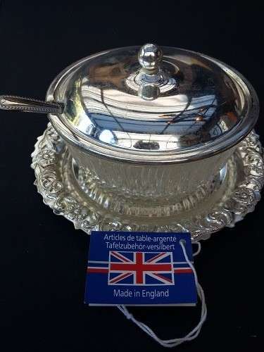 Queen Ann Cut Glass and Silver Plated Sugar/Jam bowl   Made in England