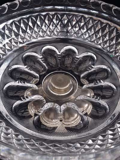 Beautifully Cut Glass Sweety Bowl on Silver plated stand - Stunning !!