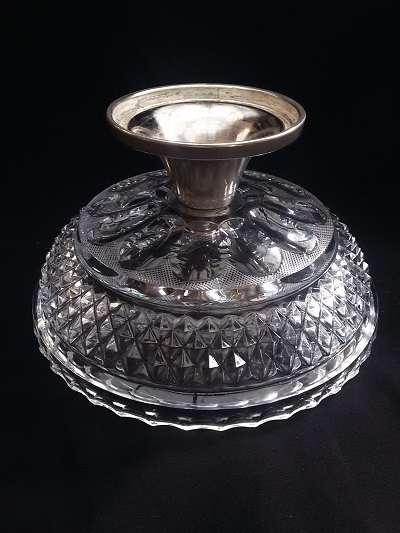 Beautifully Cut Glass Sweety Bowl on Silver plated stand - Stunning !!