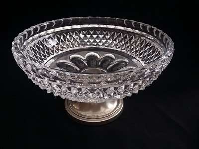 Beautifully Cut Glass Sweety Bowl on Silver plated stand - Stunning !!