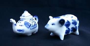 Cute Blue and White pig and cow