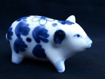 Cute Blue and White pig and cow